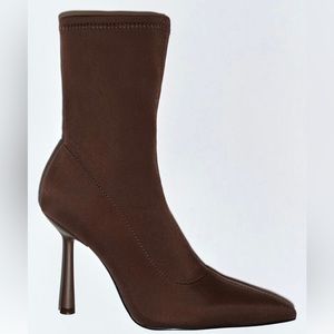 Zara brown nylon high heel booties